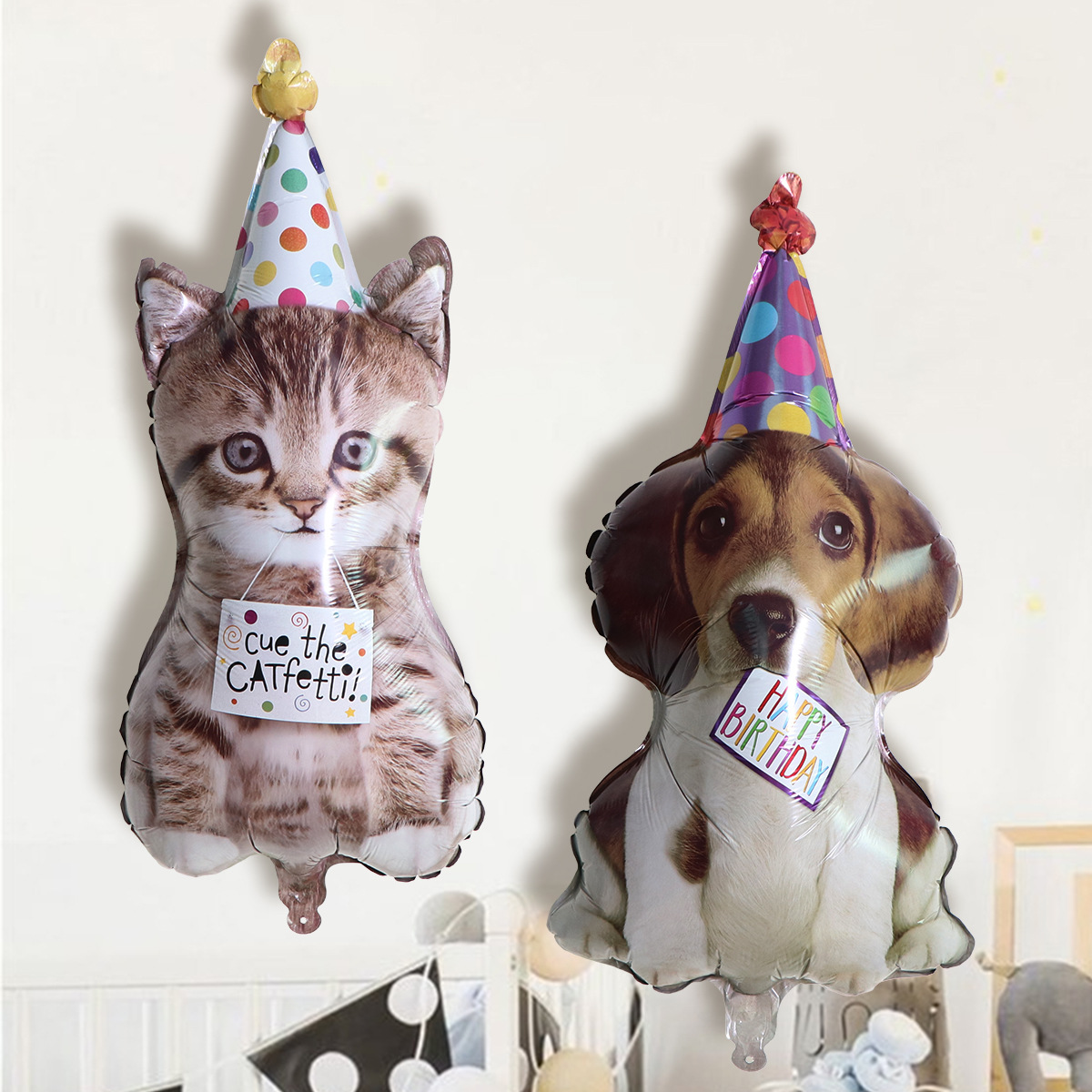Pet Supplies Warehouse - 2Pcs Cartoon Anime Cat Dog Birthday