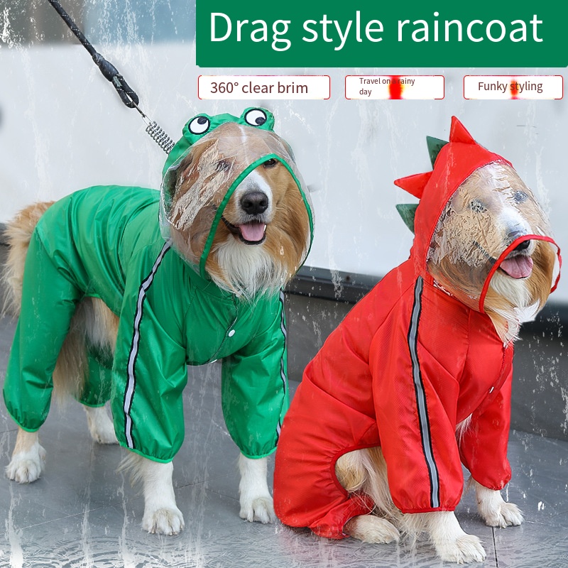 Pet Supplies Hours - Dog Raincoat Waterproof Dogface Large Dog